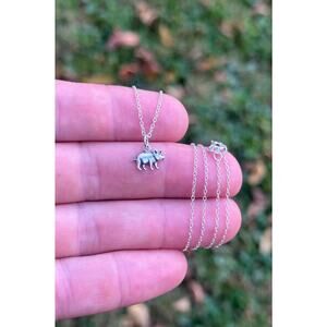 Sterling Silver Small Pig Necklace, Sterling Silver Small Pig Charm Necklace